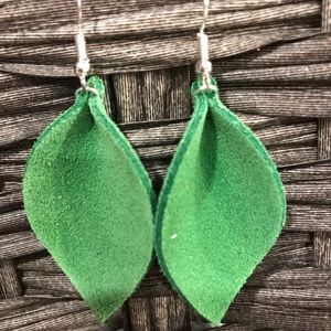 Green leather earrings